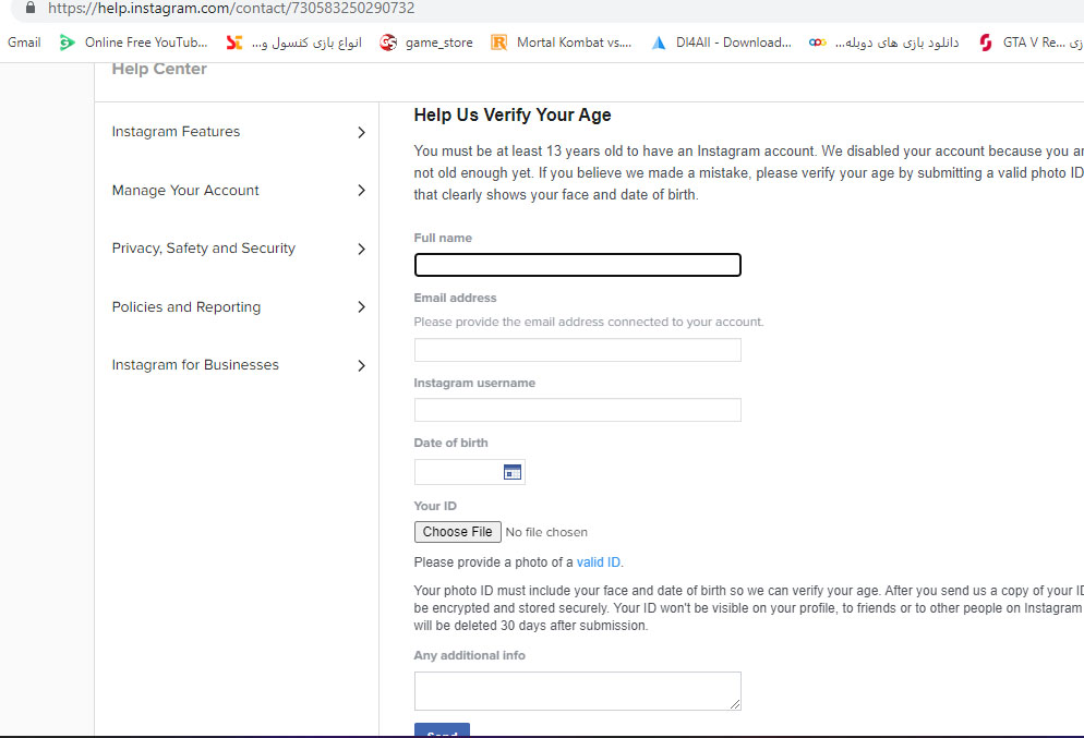 رفع قفل شدن اکانت اینستاگرام برای تاریخ تولد رفع قفل شدن اکانت اینستاگرام برای تاریخ تولد
