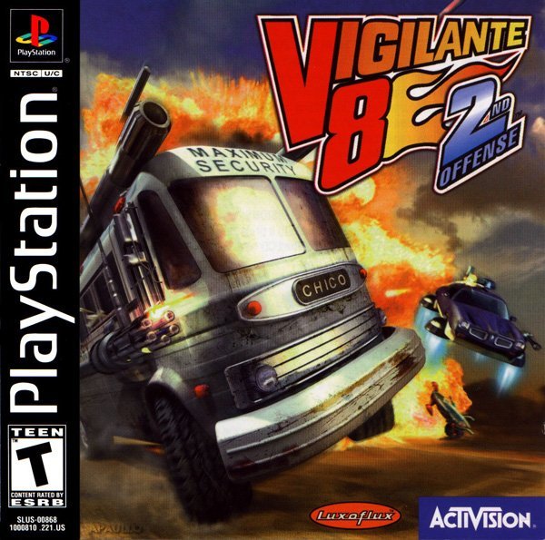 Vigilante-8-2nd-Offensive-U-SLUS-00868-front بازی Vigilante 8: 2nd Offense برای PlayStation1 - تصویر 1